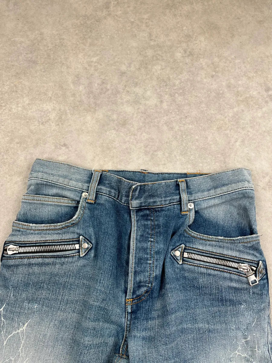 SS2018 Balmain Light Blue Denim Distressed Jeans zrkACVi 5