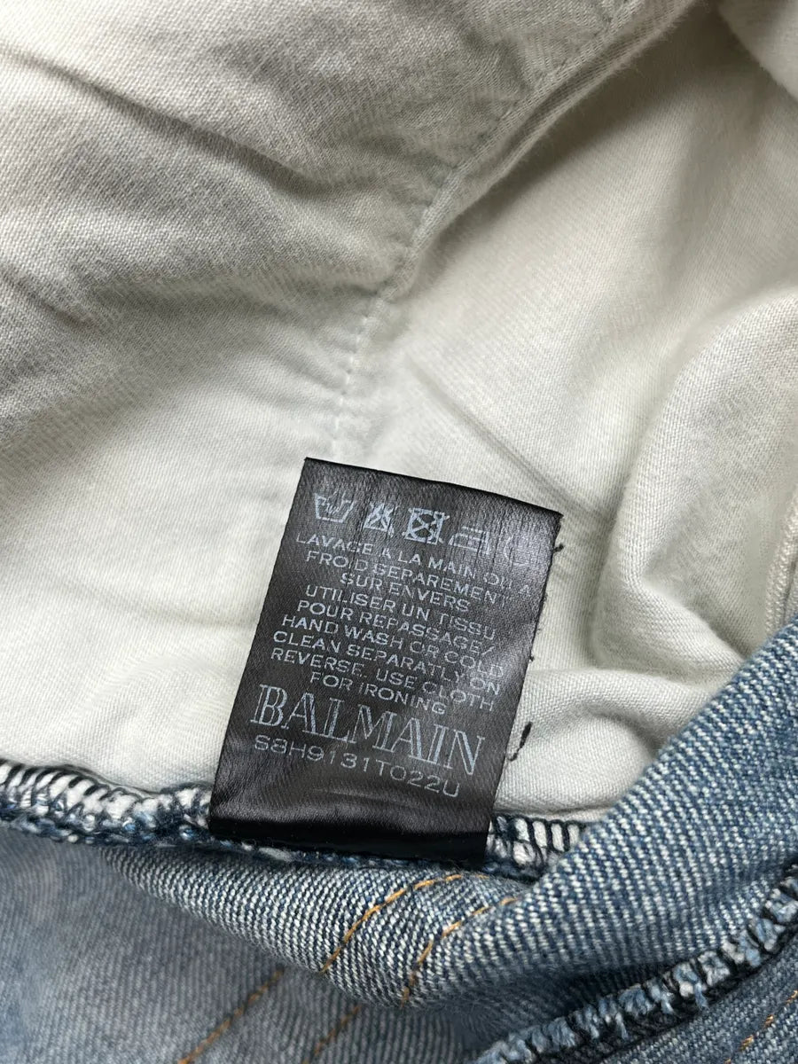 SS2018 Balmain Light Blue Denim Distressed Jeans zrkACVi 9