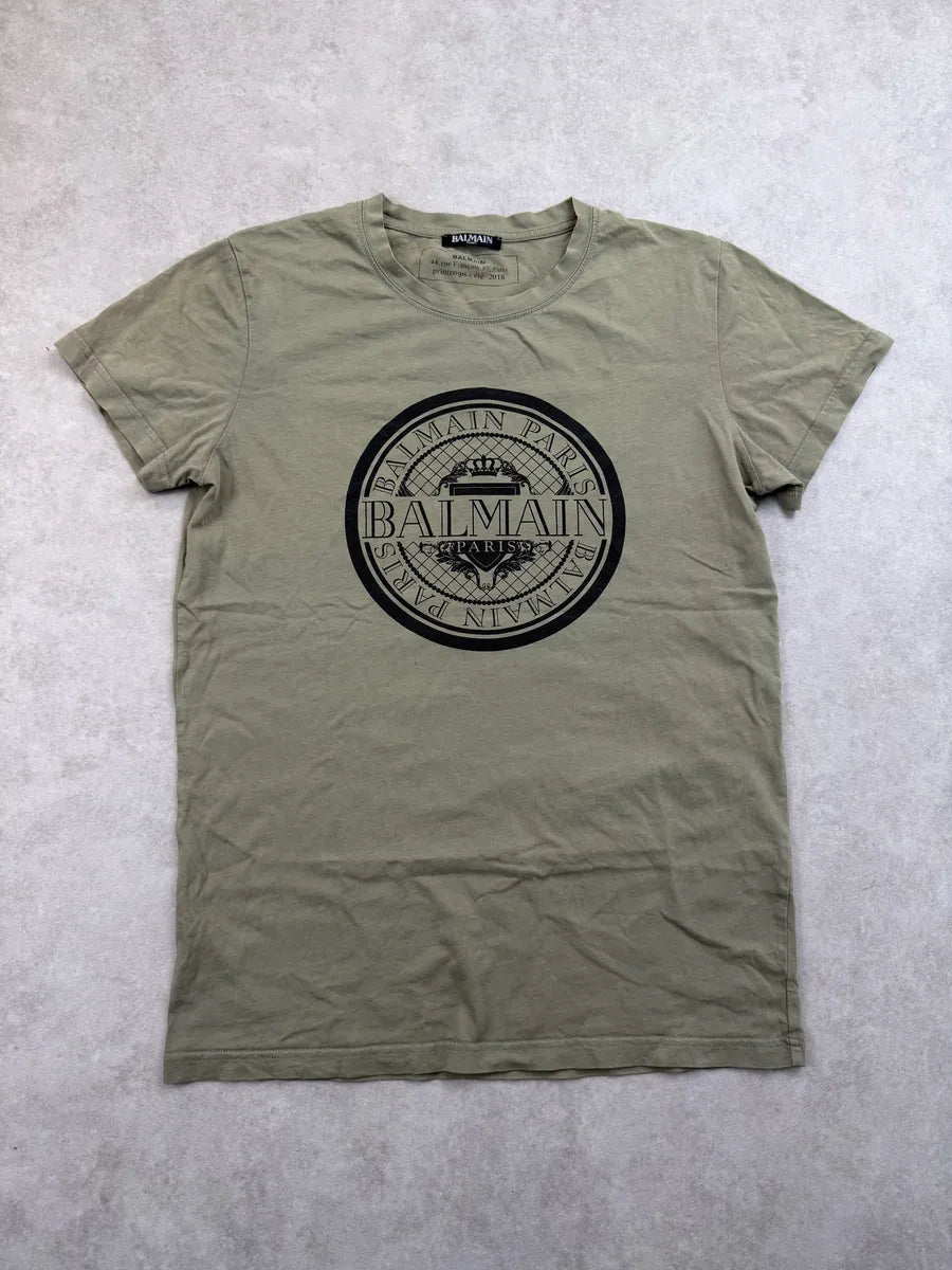 SS2018 Balmain Logo Green T-Shirt vRDrKSu 0