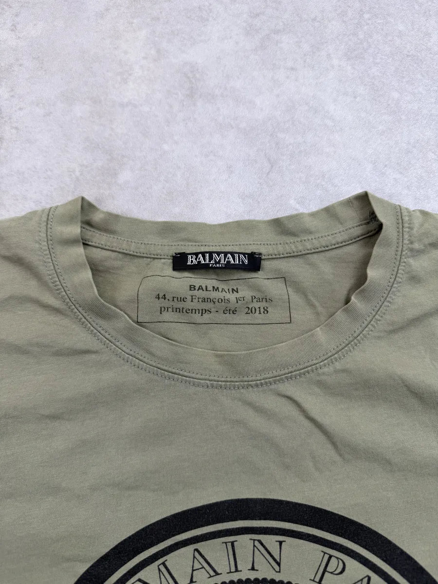 SS2018 Balmain Logo Green T-Shirt vRDrKSu 8