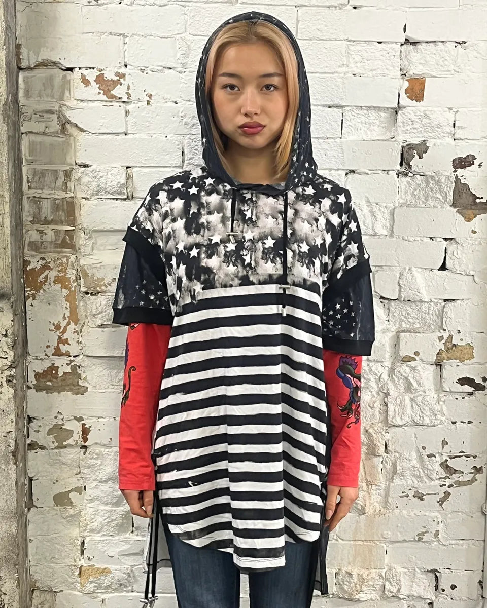 SS2018 Balmain USA Flag Black & White Dress qzlPowr 1