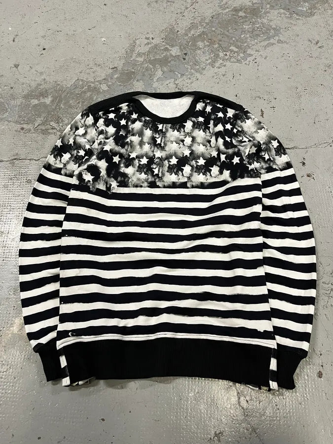SS2018 Balmain USA Flag Black & White Striped Sweater MzJBvtp 0