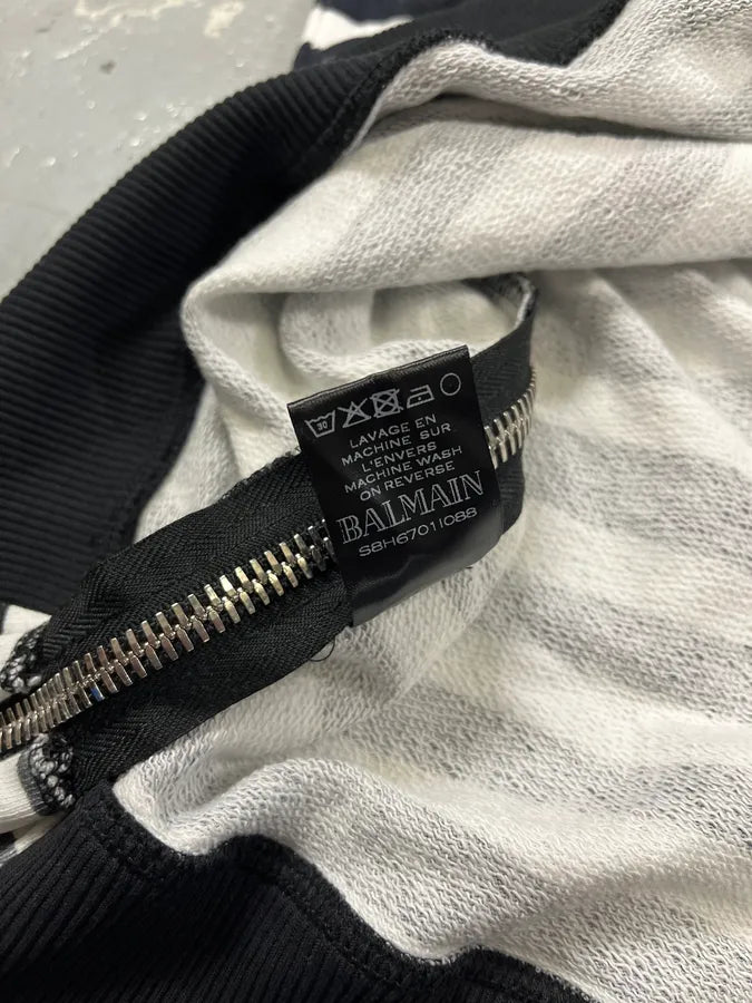 SS2018 Balmain USA Flag Black & White Striped Sweater MzJBvtp 12