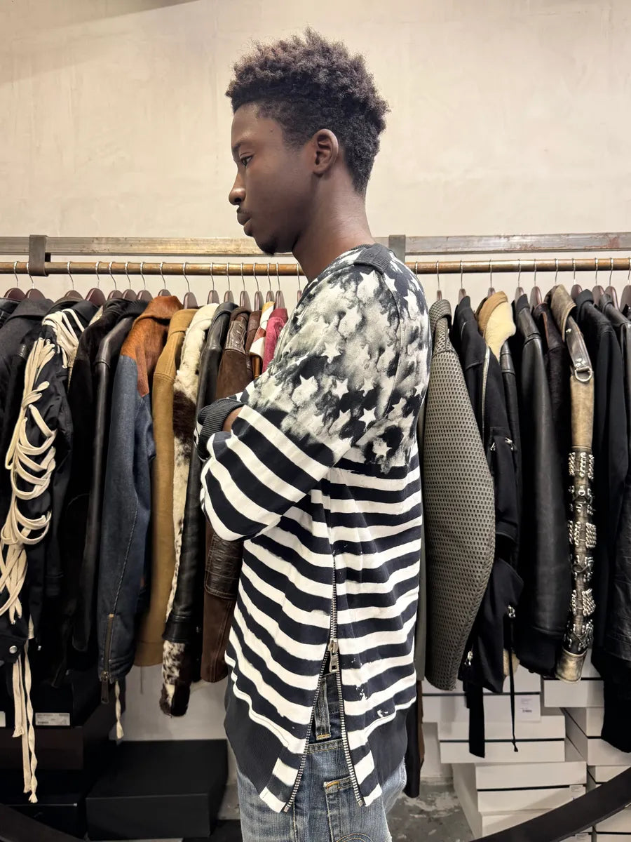 SS2018 Balmain USA Flag Black & White Striped Sweater MzJBvtp 3