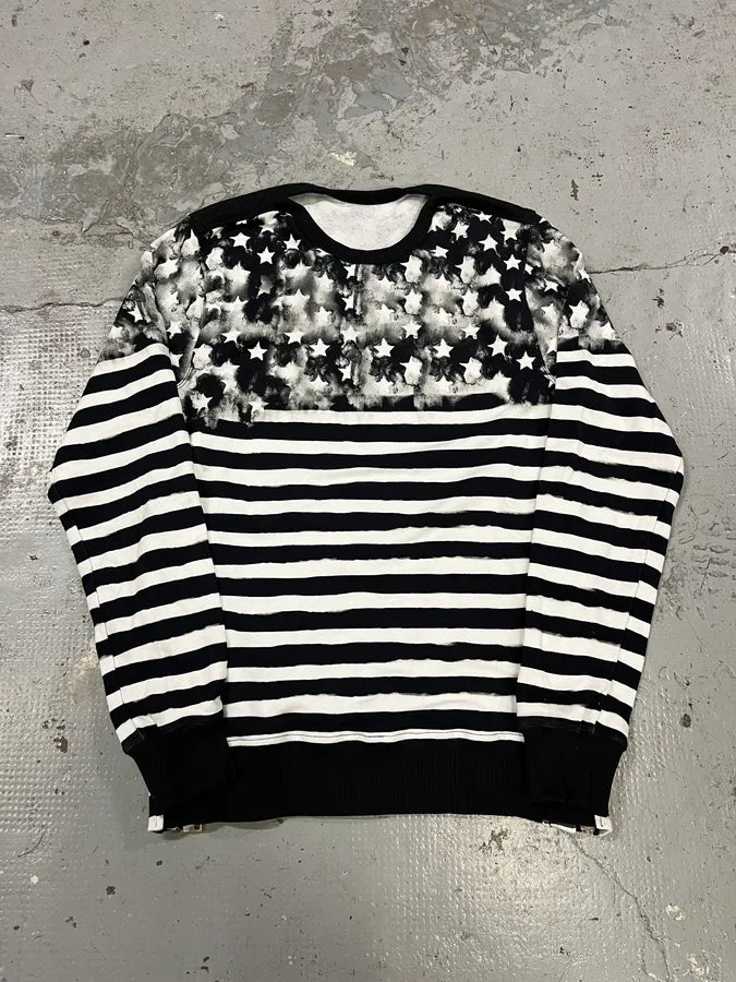 SS2018 Balmain USA Flag Black & White Striped Sweater MzJBvtp 4