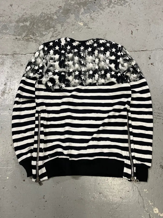 SS2018 Balmain USA Flag Black & White Striped Sweater MzJBvtp 7