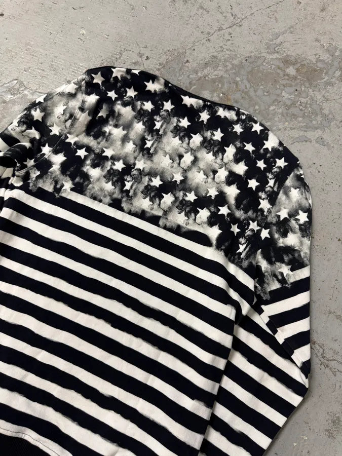 SS2018 Balmain USA Flag Black & White Striped Sweater QdATBQx 5