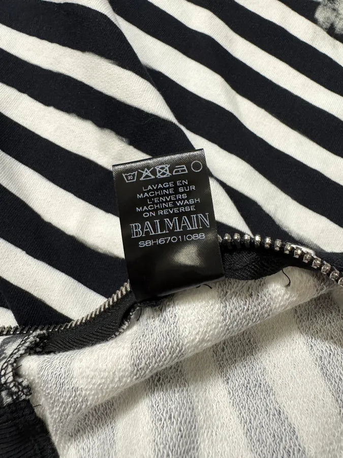 SS2018 Balmain USA Flag Black & White Striped Sweater QdATBQx 6
