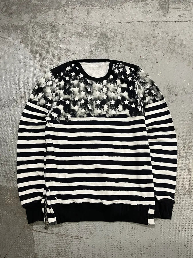 SS2018 Balmain USA Flag Black & White Sweater mzkAmBT 0