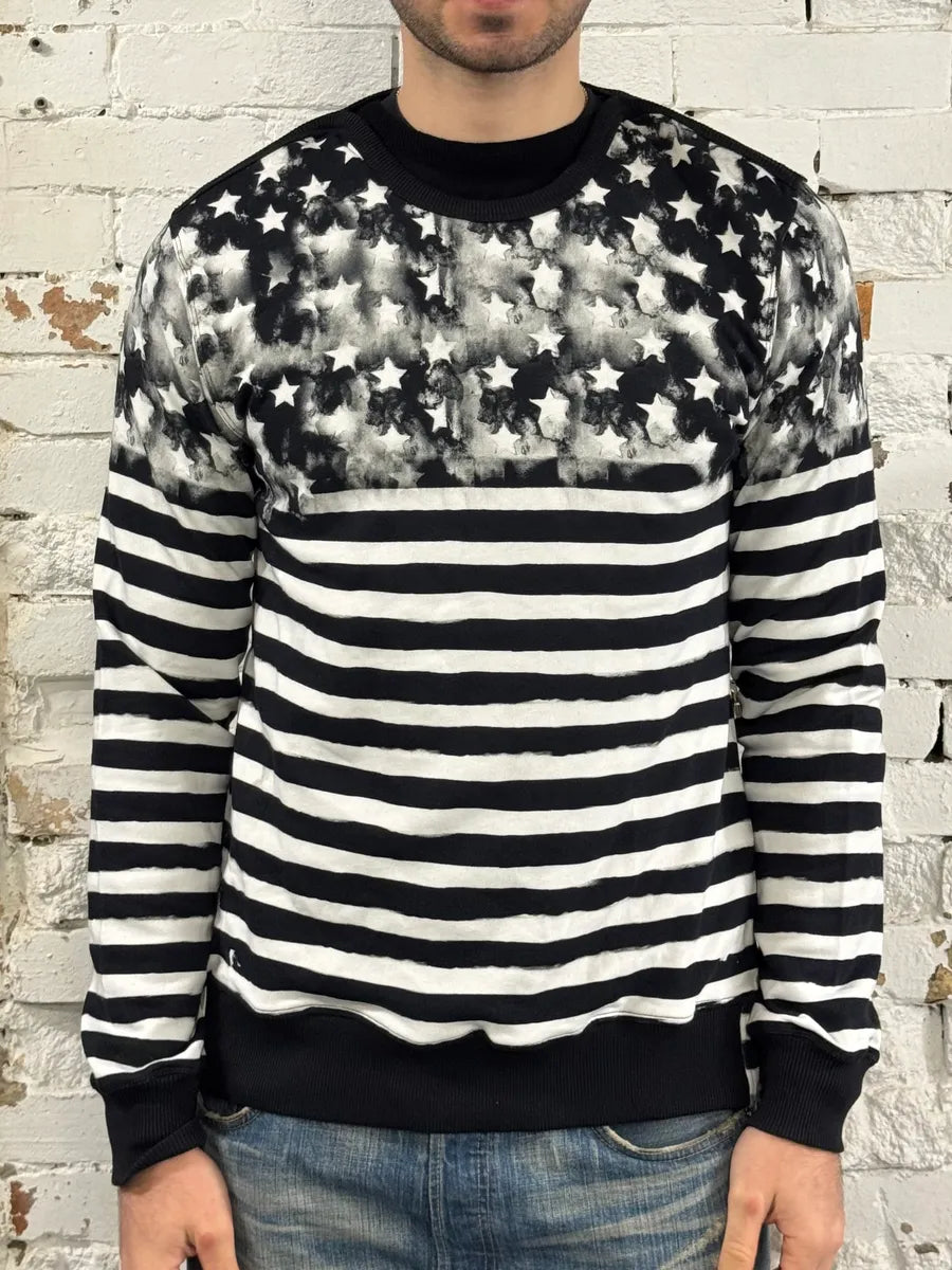 SS2018 Balmain USA Flag Black & White Sweater mzkAmBT 1