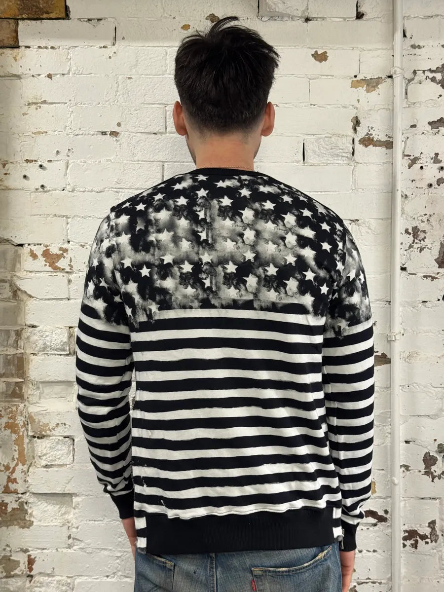 SS2018 Balmain USA Flag Black & White Sweater mzkAmBT 2