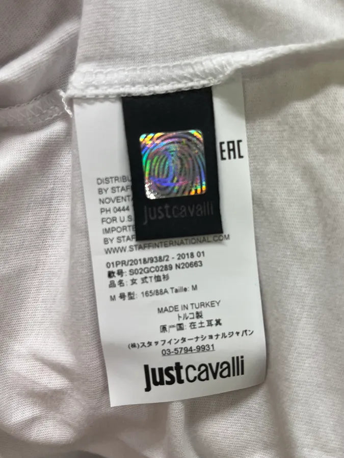 SS2018 Cavalli Necklaces Trompe L’Oeil White T-Shirt rWwsloX 7