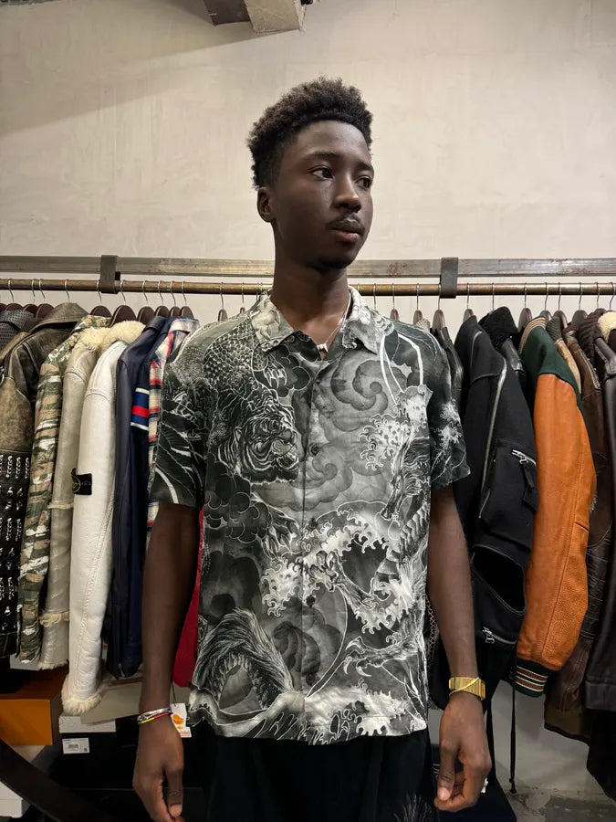 SS2018 Cavalli Tiger Fantasia Black & White Shirt neRhAFd 1