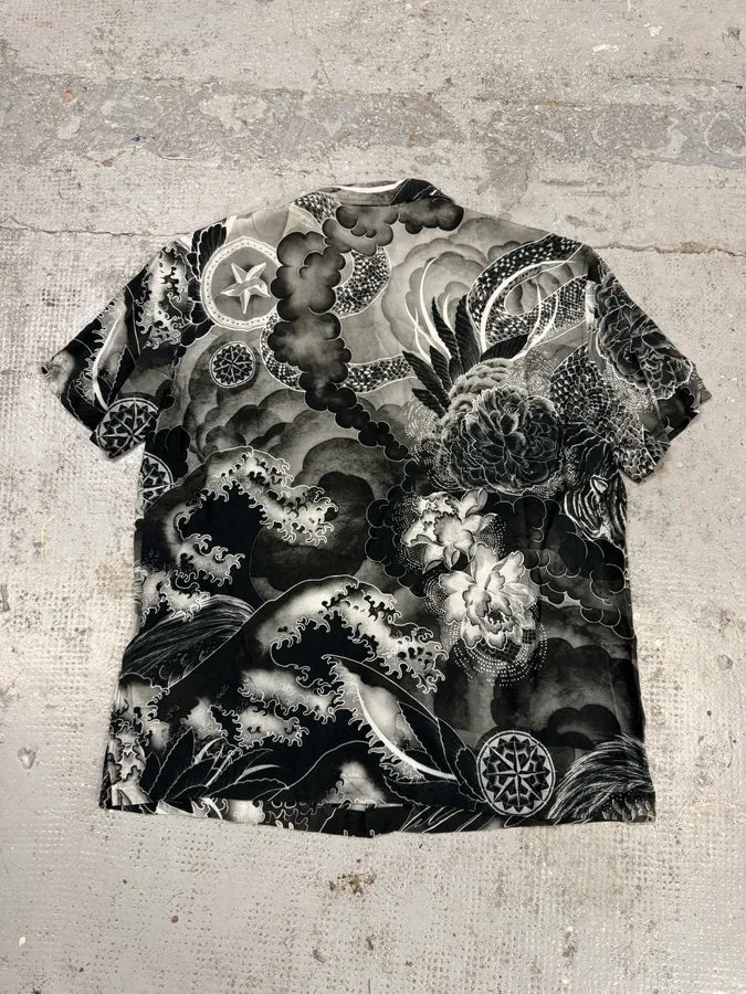 SS2018 Cavalli Tiger Fantasia Black & White Shirt neRhAFd 5