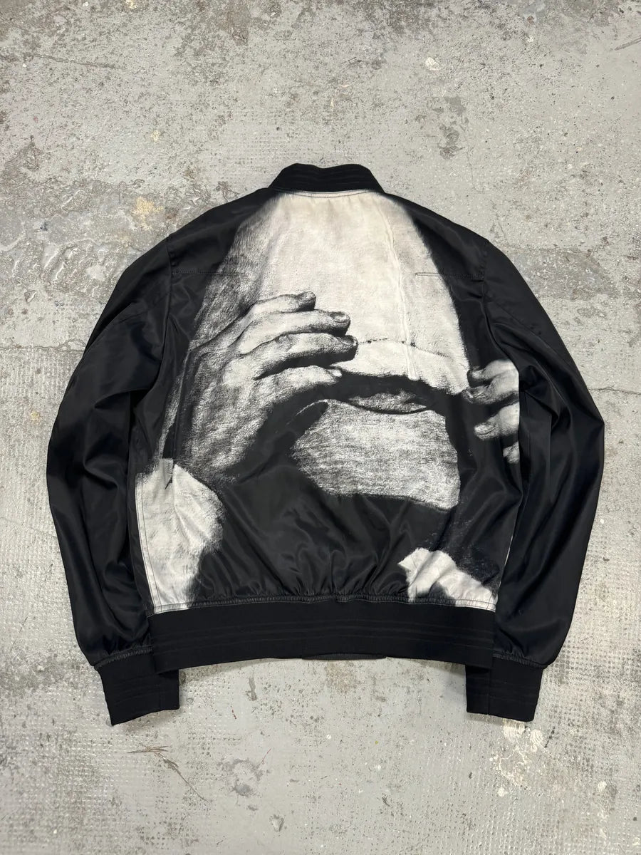 SS2018 Dior Homme François Bard Surrealist Black Silk Bomber SS2018 Dior Homme François Bard Surrealist Black Silk Bomber