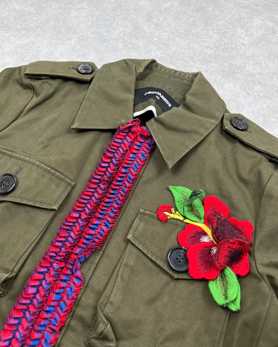 SS2018 Dsquared2 Olive Floral Embroidered Light Jacket BtcTpcQ 4