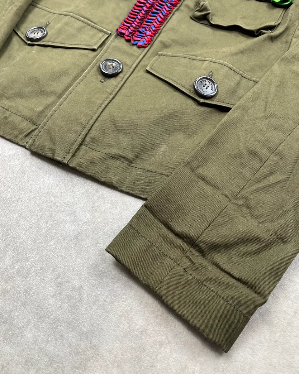 SS2018 Dsquared2 Olive Floral Embroidered Light Jacket BtcTpcQ 7