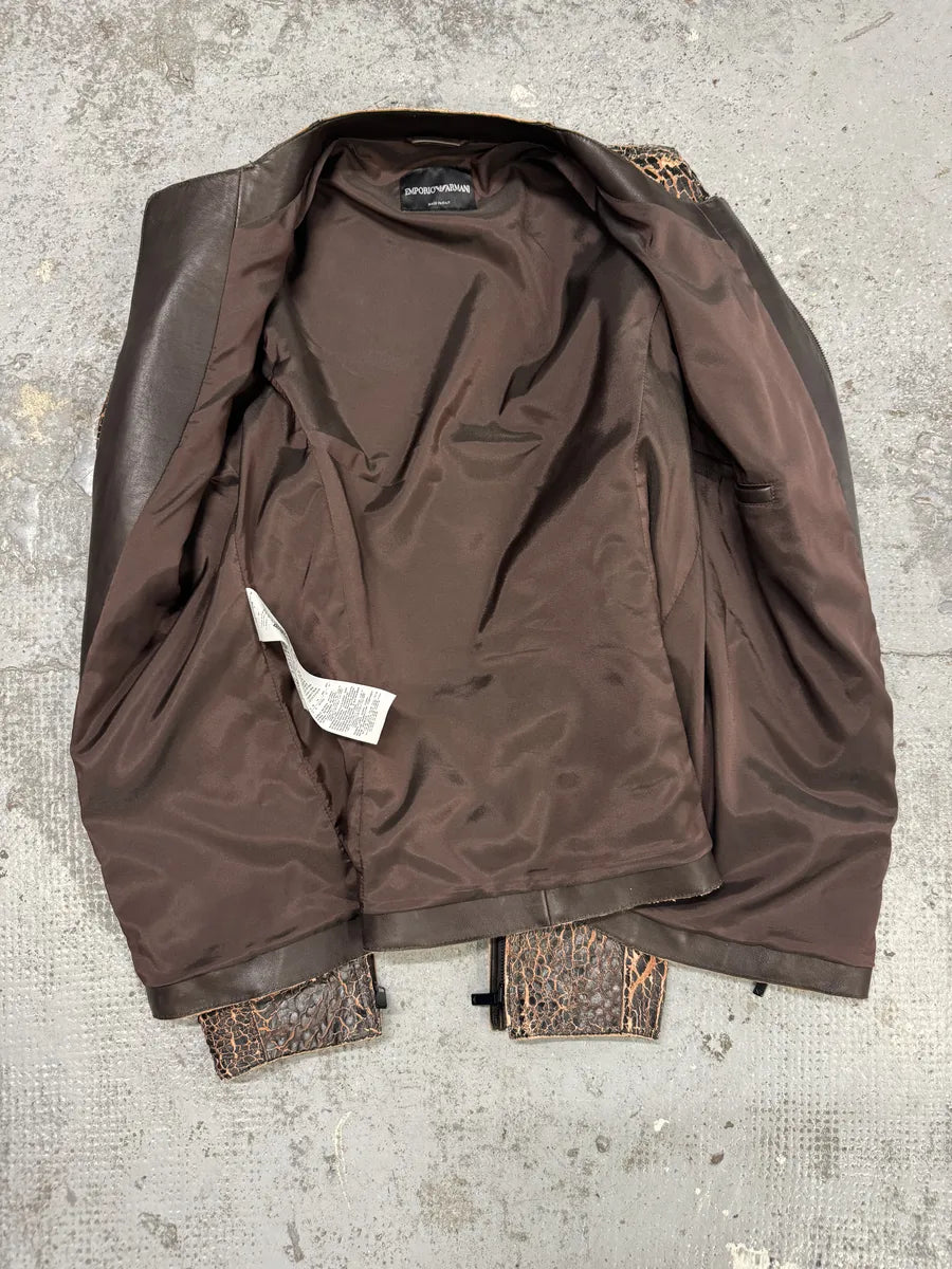 SS2018 Emporio Armani Black Cracked Asymmetrical Leather Jacket MysPxkf 11