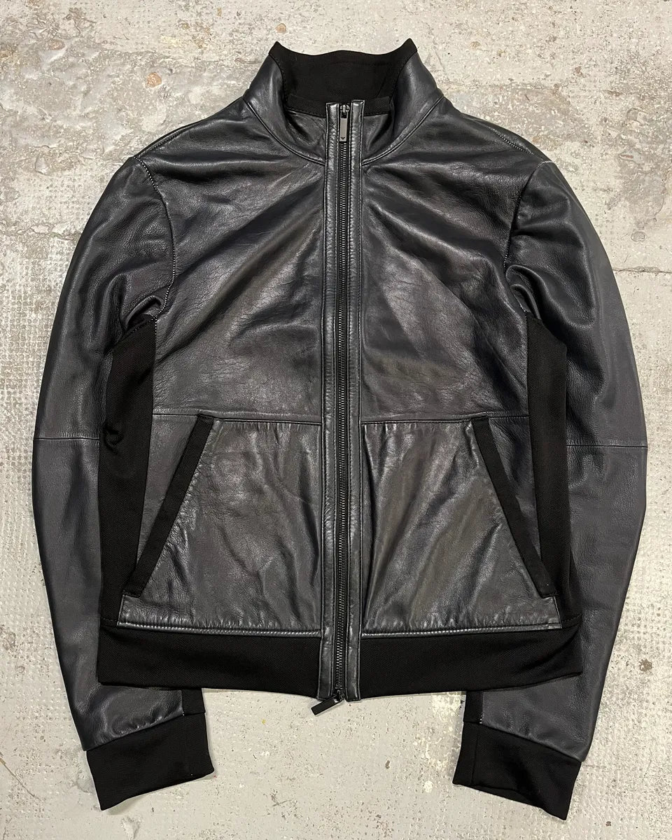 SS2018 Emporio Armani Black Hybrid Leather Jacket  axZFknu 0