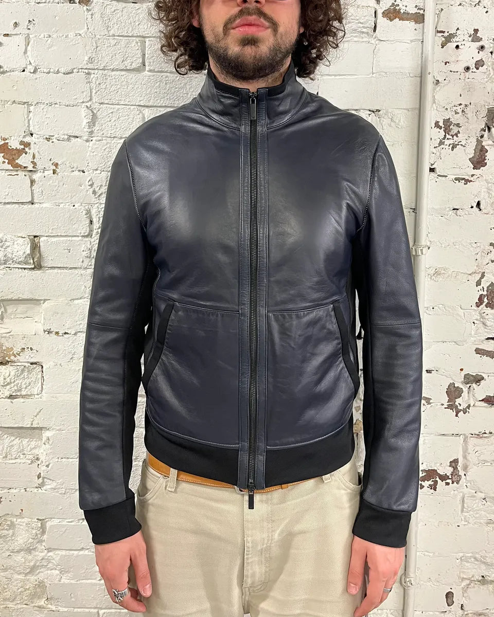SS2018 Emporio Armani Black Hybrid Leather Jacket  axZFknu 1