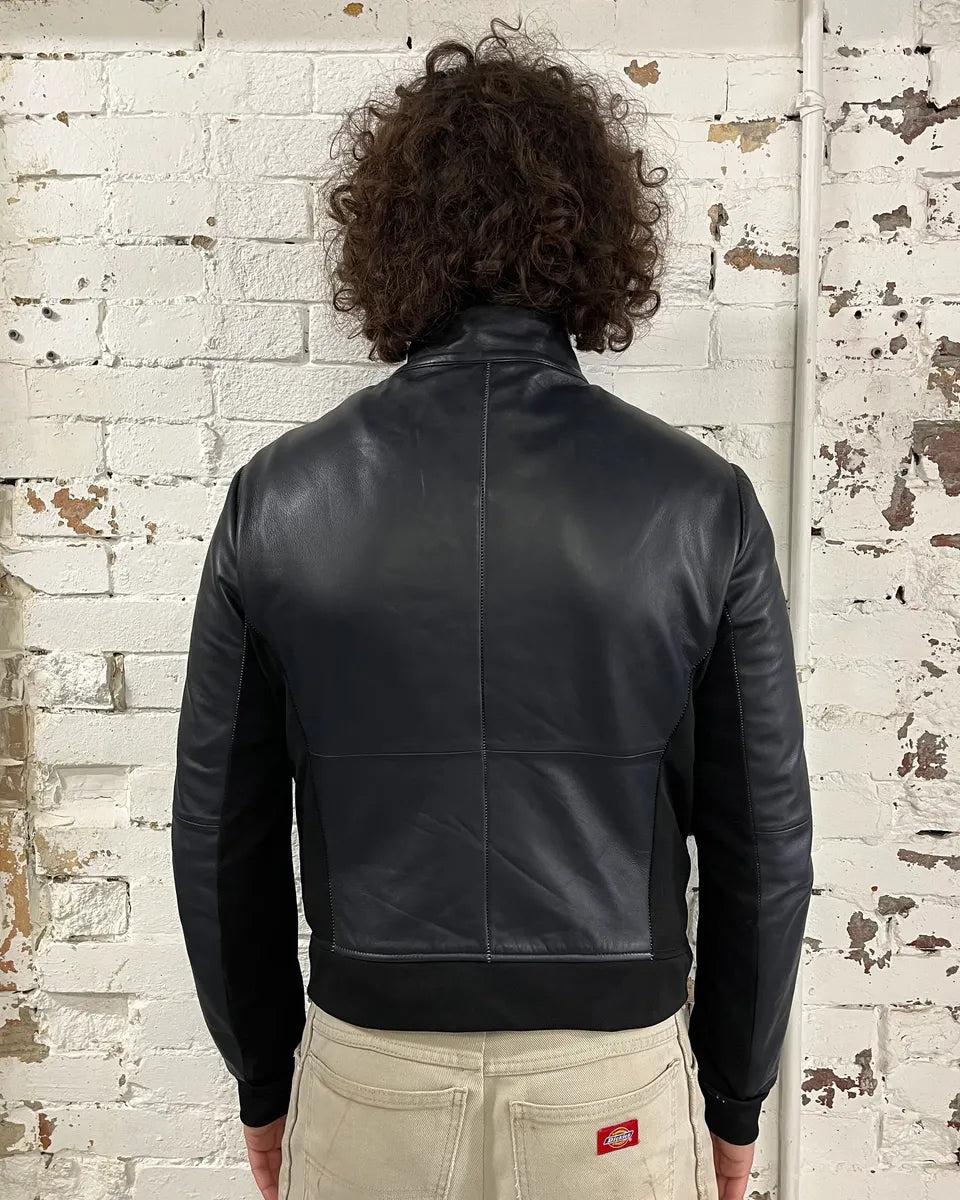 SS2018 Emporio Armani Black Hybrid Leather Jacket  axZFknu 2