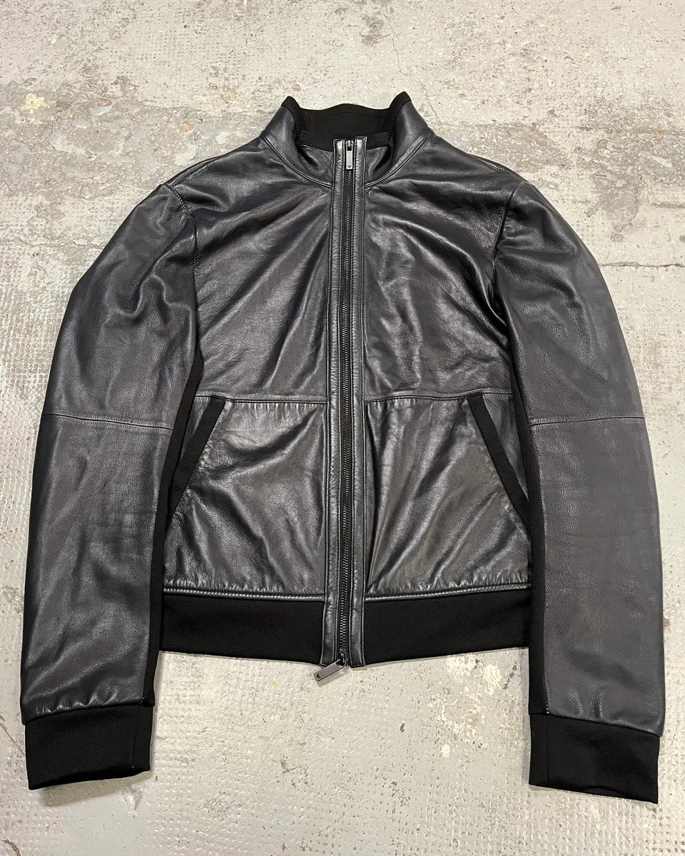 SS2018 Emporio Armani Black Hybrid Leather Jacket  axZFknu 3