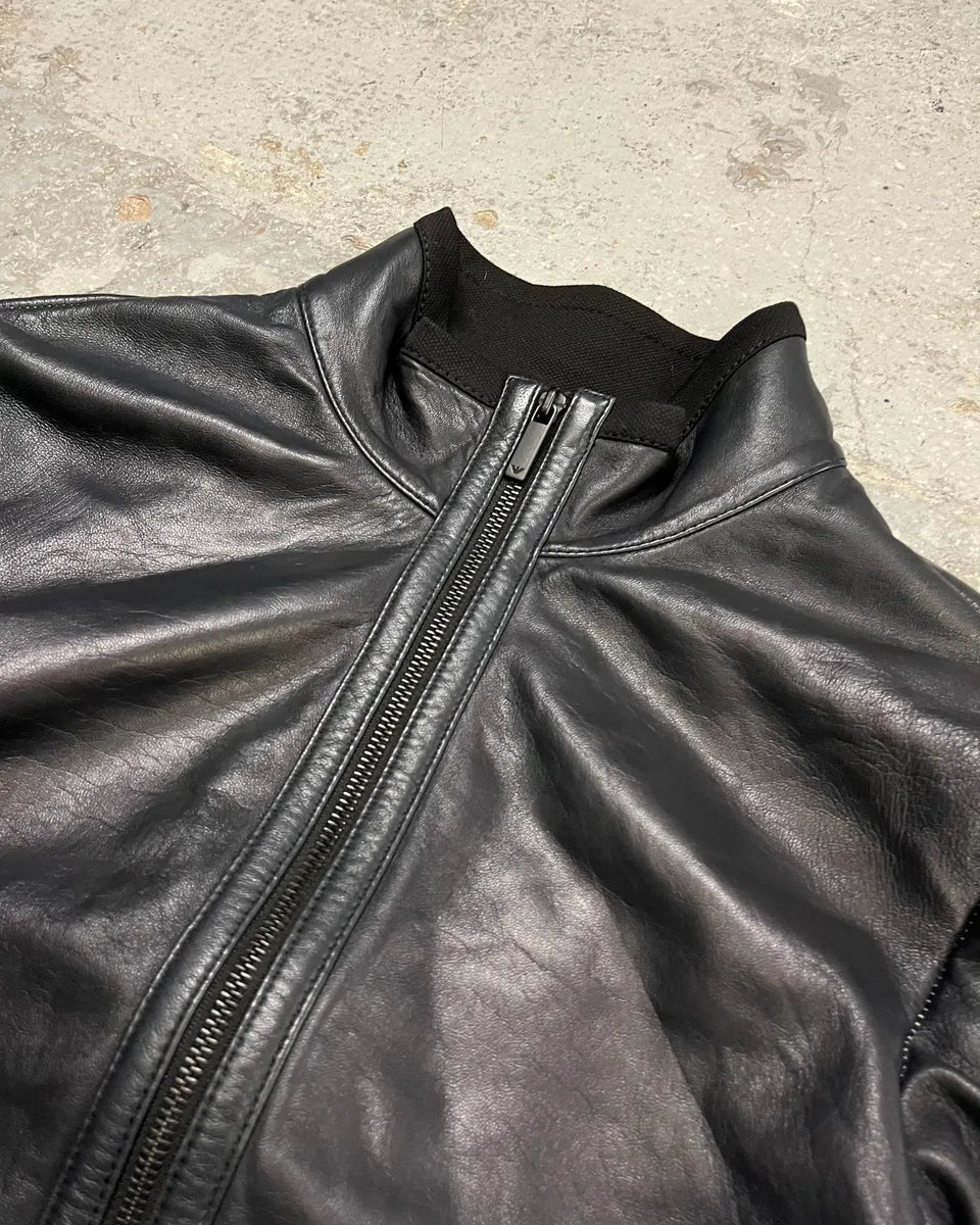 SS2018 Emporio Armani Black Hybrid Leather Jacket  axZFknu 4