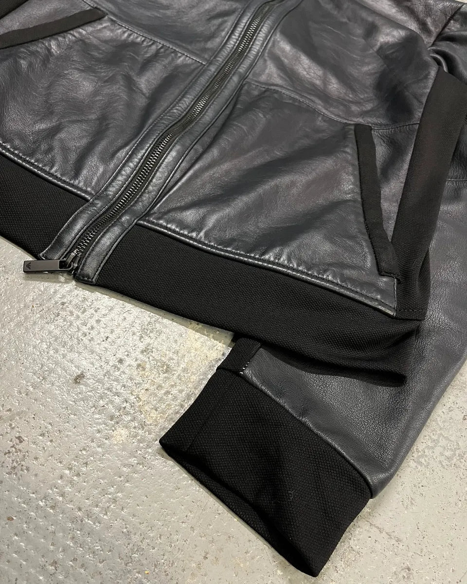 SS2018 Emporio Armani Black Hybrid Leather Jacket  axZFknu 5
