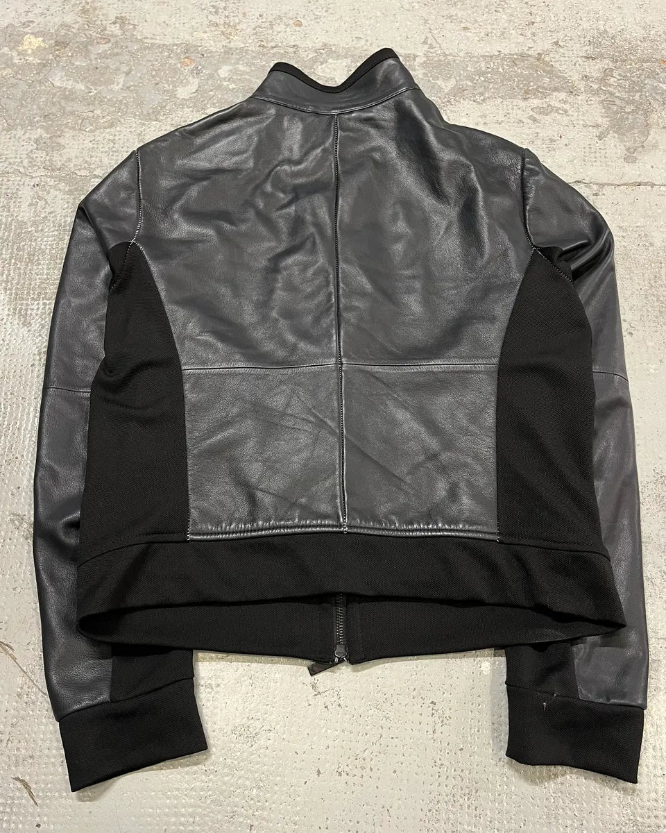 SS2018 Emporio Armani Black Hybrid Leather Jacket  axZFknu 6