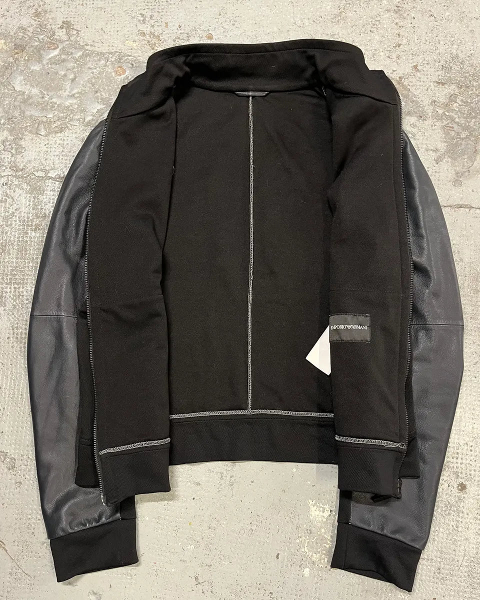 SS2018 Emporio Armani Black Hybrid Leather Jacket  axZFknu 7