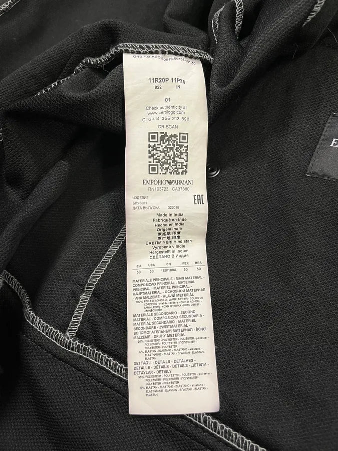 SS2018 Emporio Armani Black Hybrid Leather Jacket  axZFknu 9