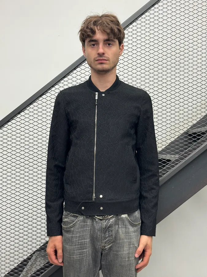 AW2018 Emporio Armani Black Asymmetrical Textured Panther Light Jacket vBebSat 1