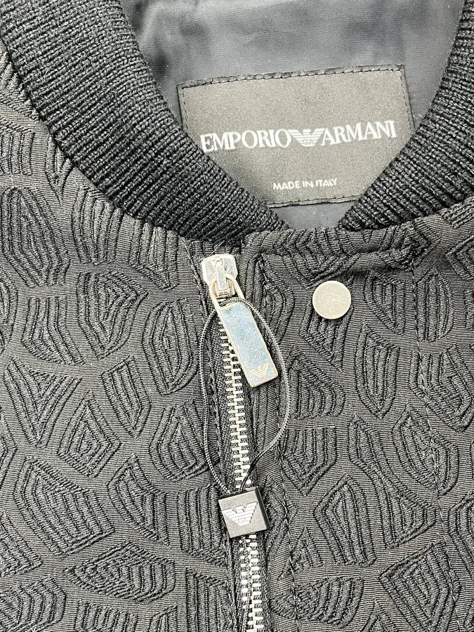 AW2018 Emporio Armani Black Asymmetrical Textured Panther Light Jacket vBebSat 8