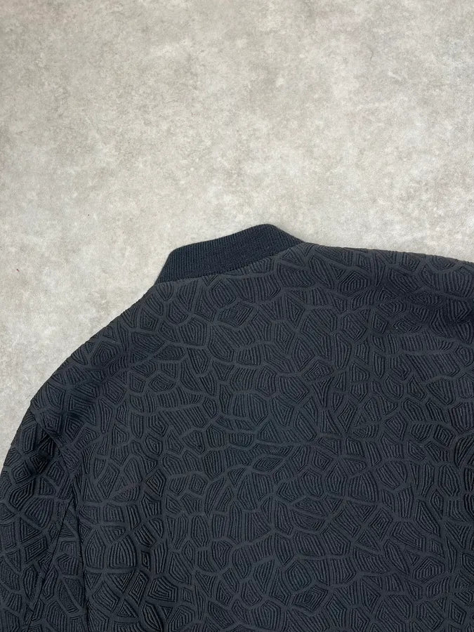 AW2018 Emporio Armani Black Asymmetrical Textured Panther Light Jacket vBebSat 6