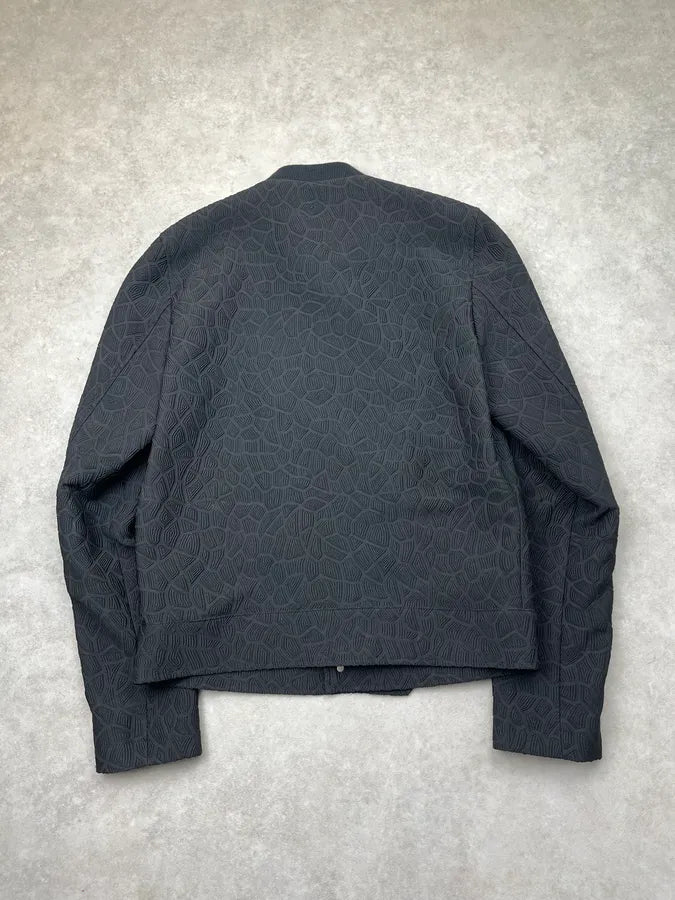 AW2018 Emporio Armani Black Asymmetrical Textured Panther Light Jacket vBebSat 5
