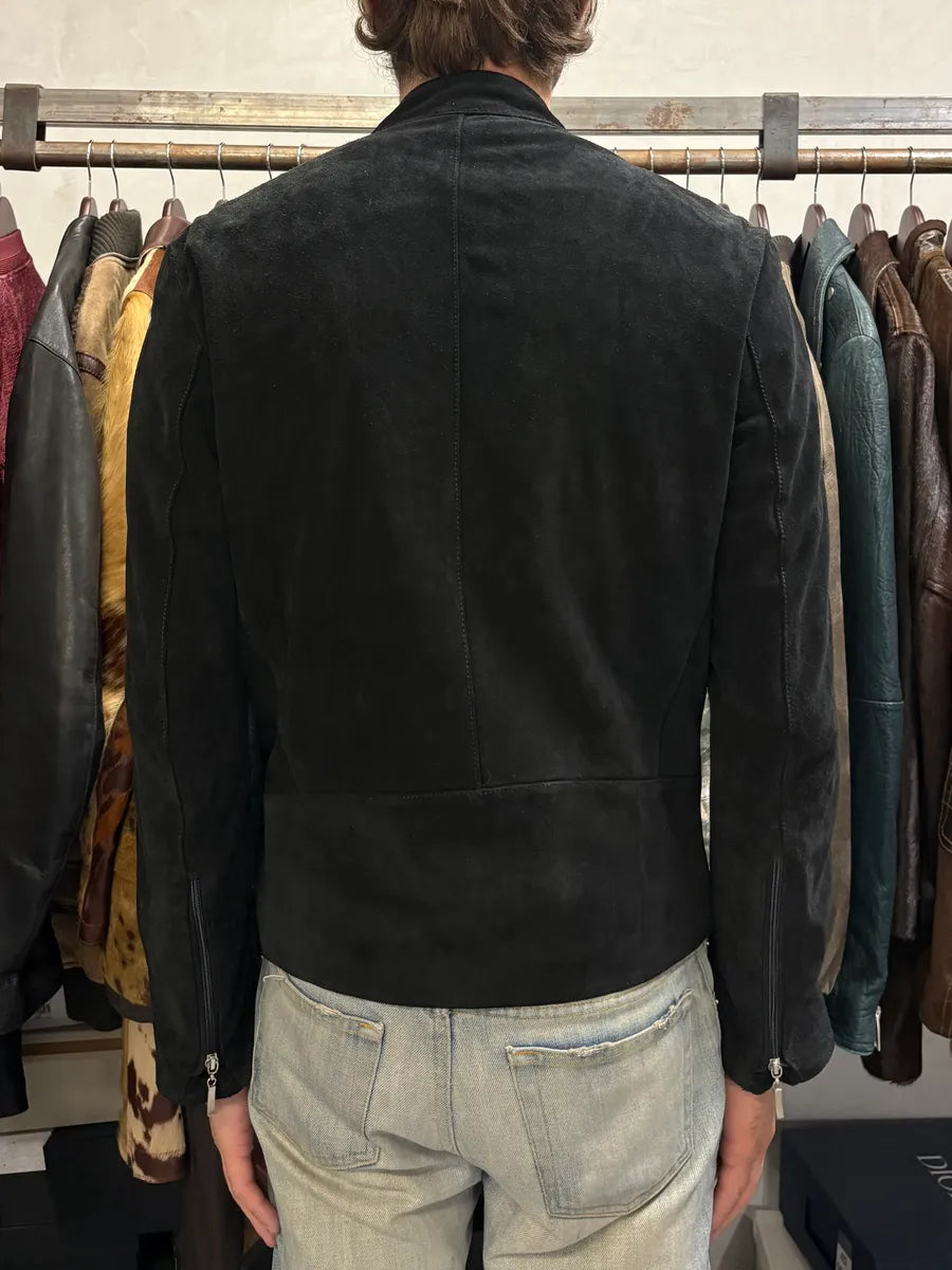 SS2018 Maison Margiela Black Obscure Suede Leather 5 Zips Jacket ikIYboH 2