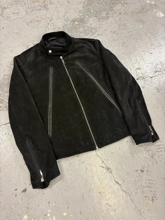 SS2018 Maison Margiela Black Obscure Suede Leather 5 Zips Jacket ikIYboH 3
