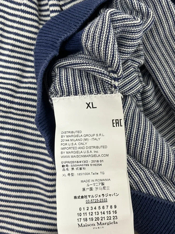 SS2018 Maison Margiela Navy & White Striped Sweater DXESOlv 7