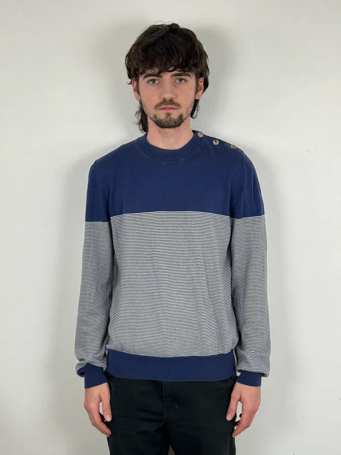 SS2018 Maison Margiela Navy & White Striped Sweater DXESOlv 1