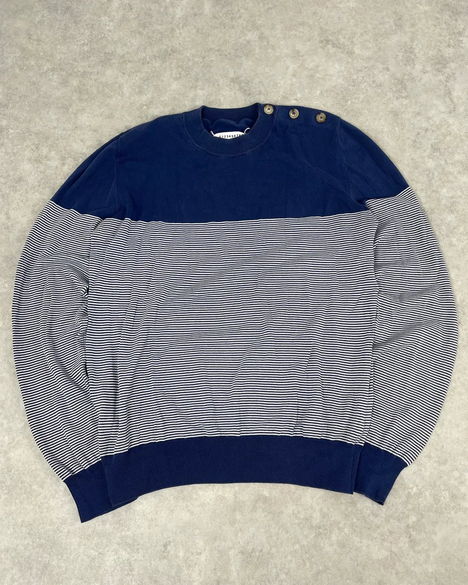 SS2018 Maison Margiela Navy & White Striped Sweater DXESOlv 0