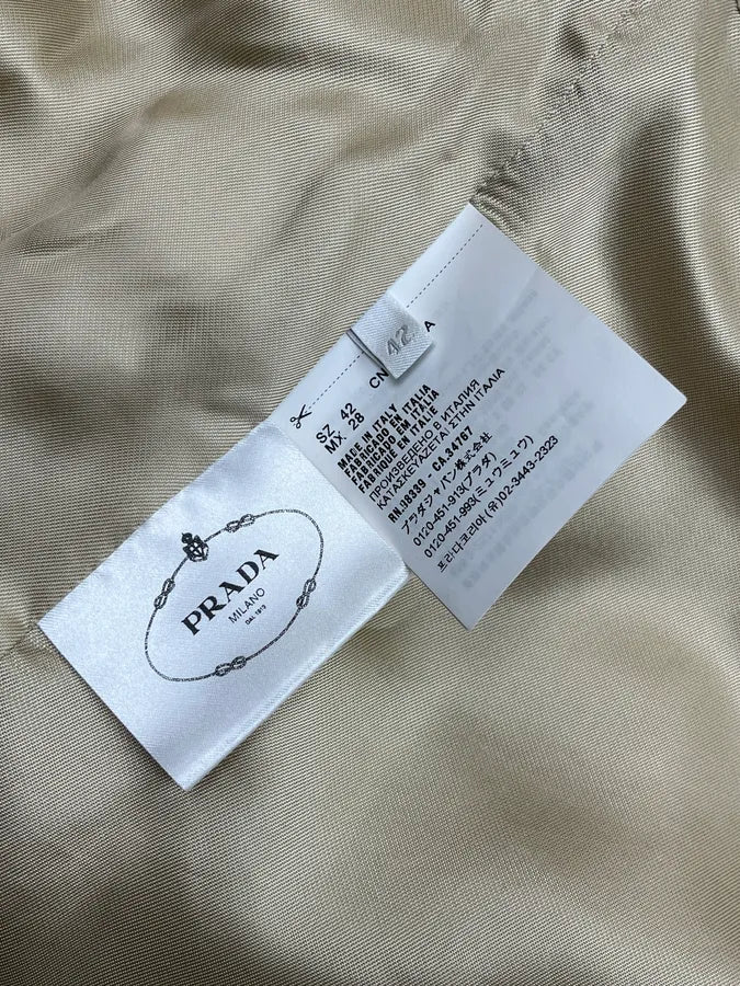 SS2019 Prada Beige Zip Sleeves Wool Buttoned Officer Jacket qPVrPPH 12