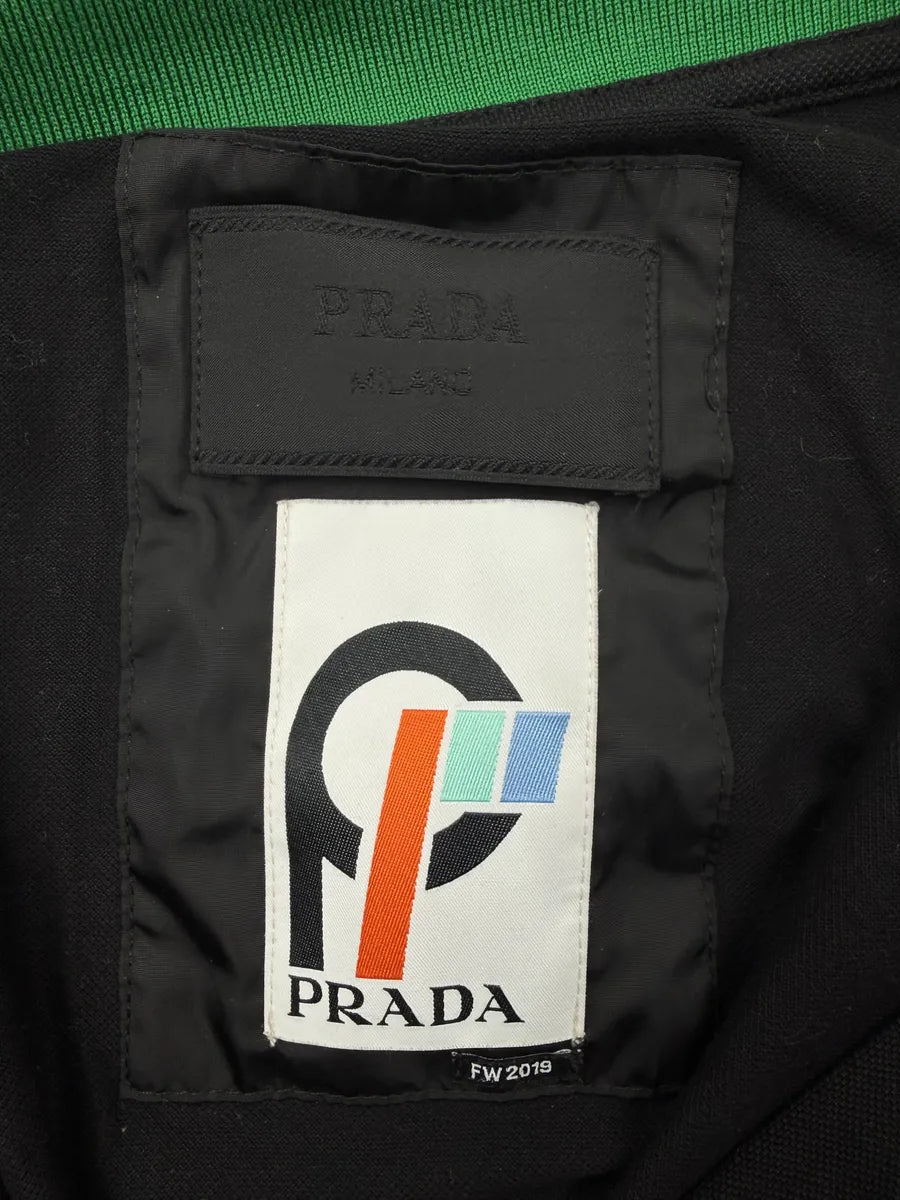 SS2018 Prada Black & Green Contrast Collar Polo bdheNUf 6