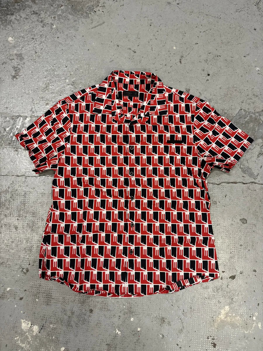 SS2018 Prada Black & Red Short Sleeves Shirt IIbkmSK 0