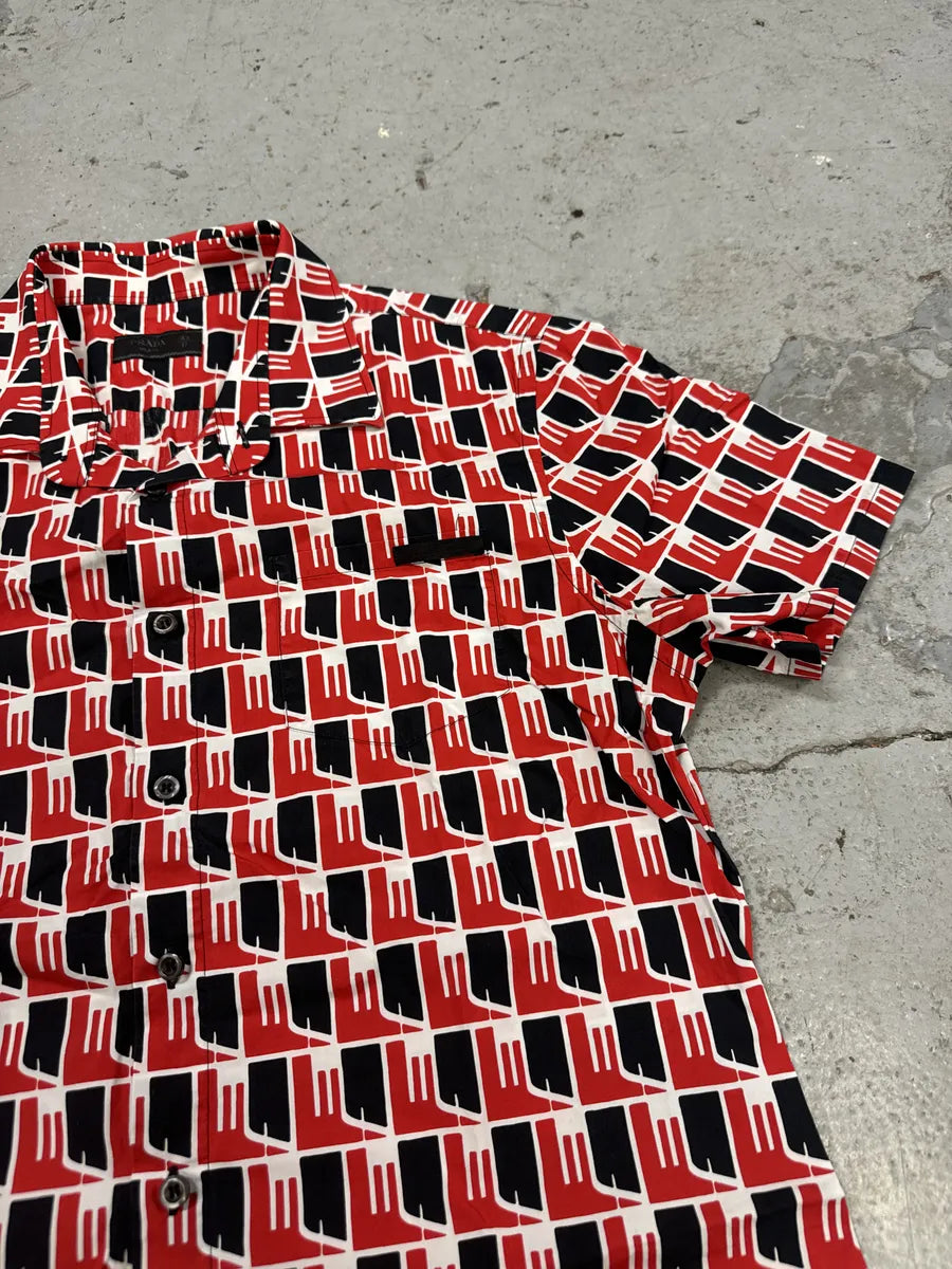 SS2018 Prada Black & Red Short Sleeves Shirt IIbkmSK 5