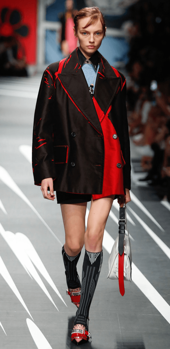 SS2018 Prada Black Red Splatter Blood Effect Buttoned Jacket FaEbUhj 1