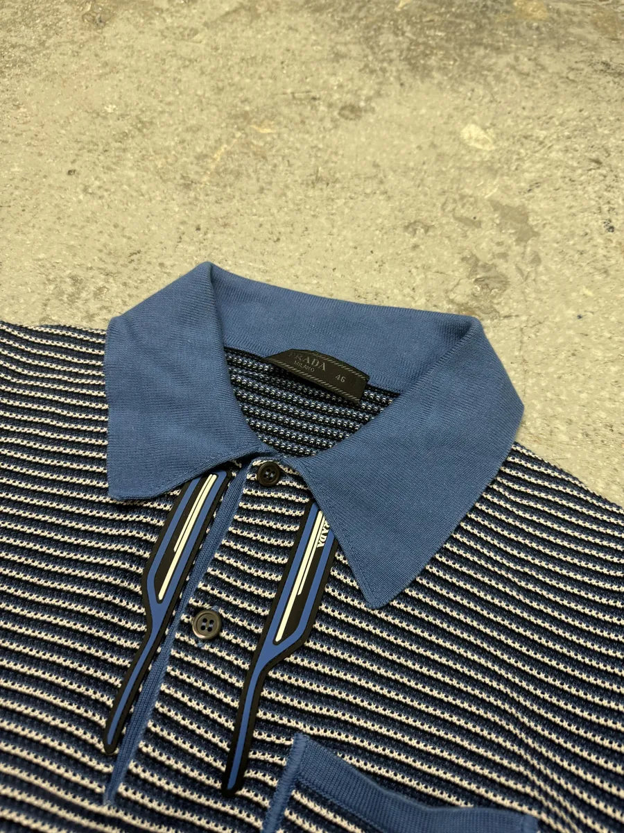 SS2018 Prada Blue Knitted Polo (XS) KfuPggh 5