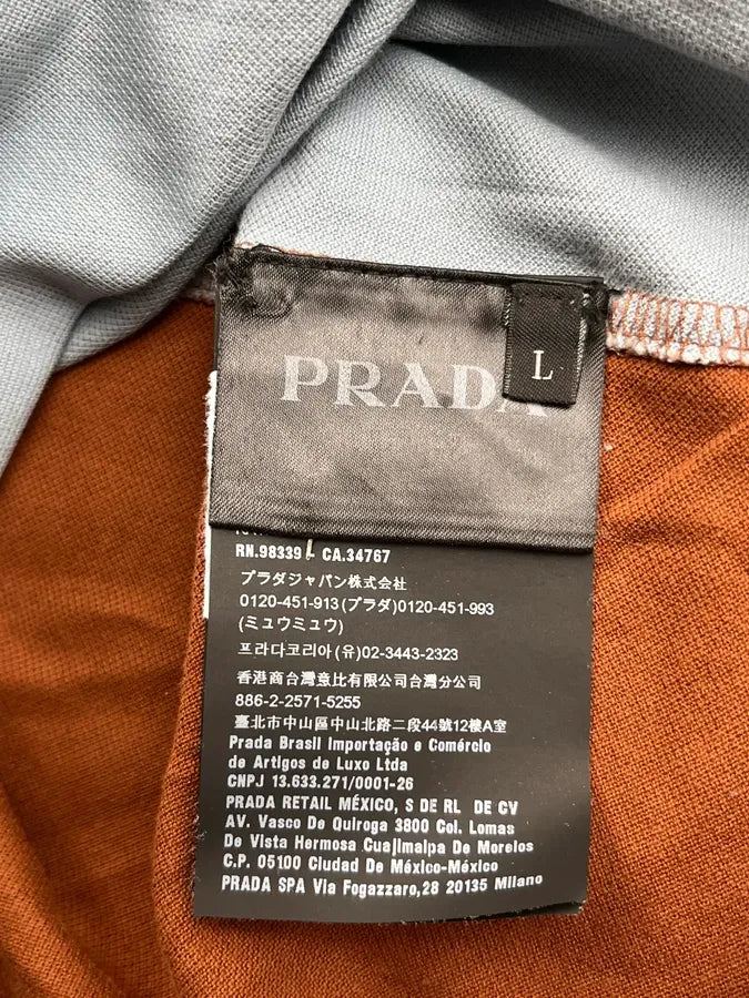 SS2018 Prada Brown & Blue Color Block Polo NAoRzzS 8