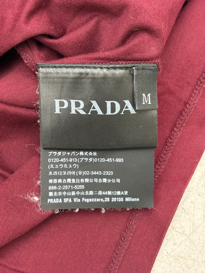 SS2018 Prada Burgundy Logo Patch Chest Pocket T-Shirt bpWcnYu 8