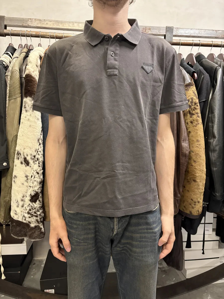 SS2018 Prada Minimalist Brown Polo Shirt xlbqMwx 0