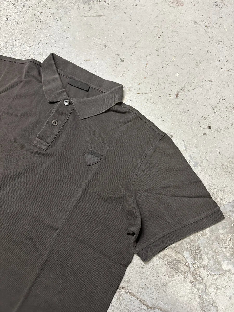 SS2018 Prada Minimalist Brown Polo Shirt xlbqMwx 5